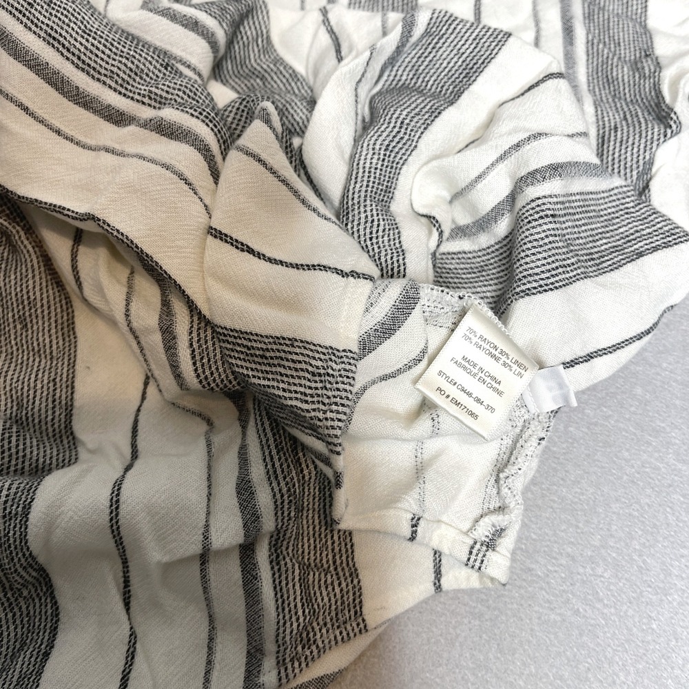 Cloth & Stone Anthropologie Striped V Neck‎ Button Down Linen Blend Top - Picture 5 of 5